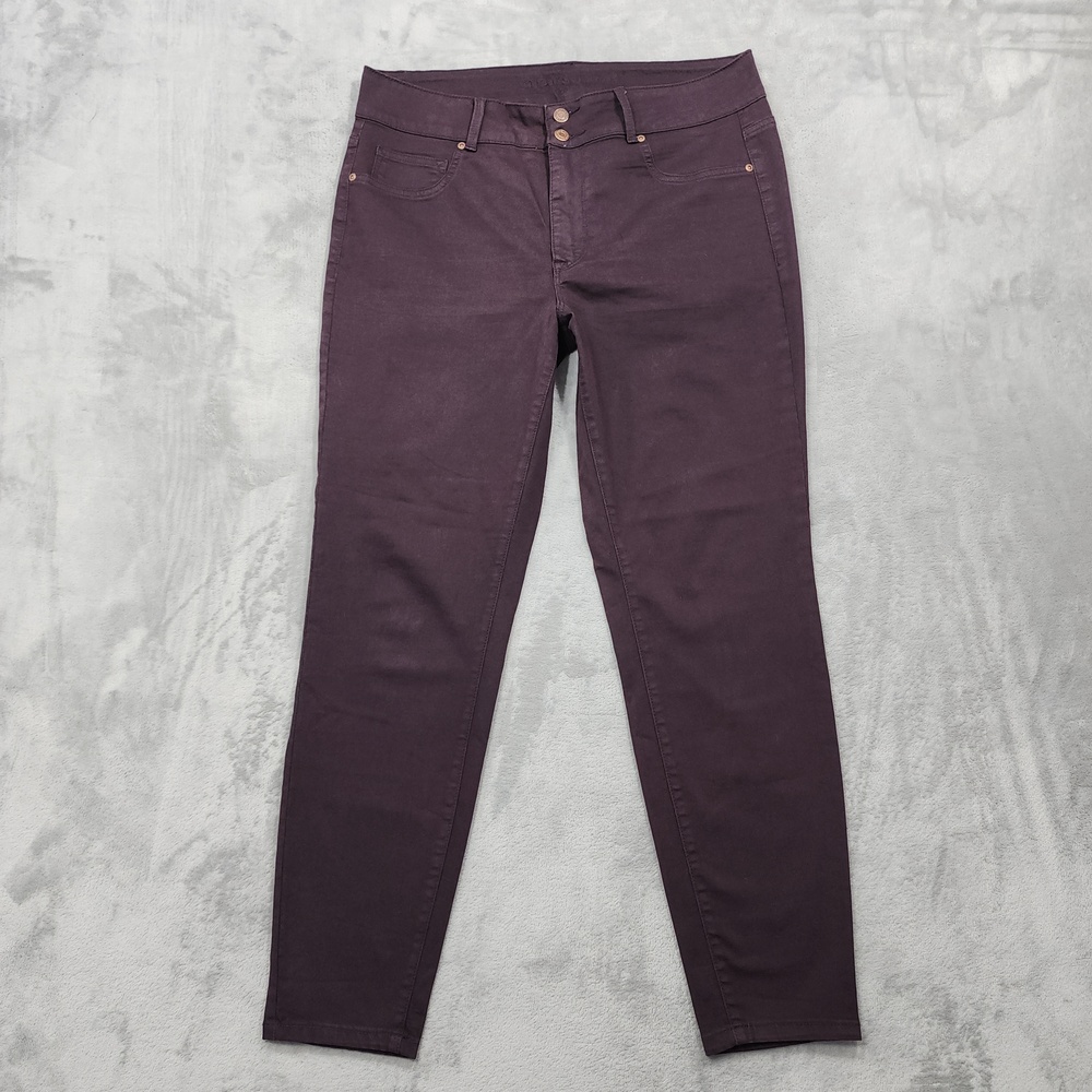 Maurices M Jeans Womens 16W Purple Dark Wash High Rise Skinny Slim Stretch Denim
